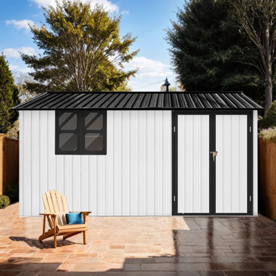 10ft x 12ft Garden Shelter with Window - Outdoor Metal Storage Shed