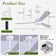 52" 3 - Blade Modern Ceiling Fan With Led Lights Remote App And Voice Control