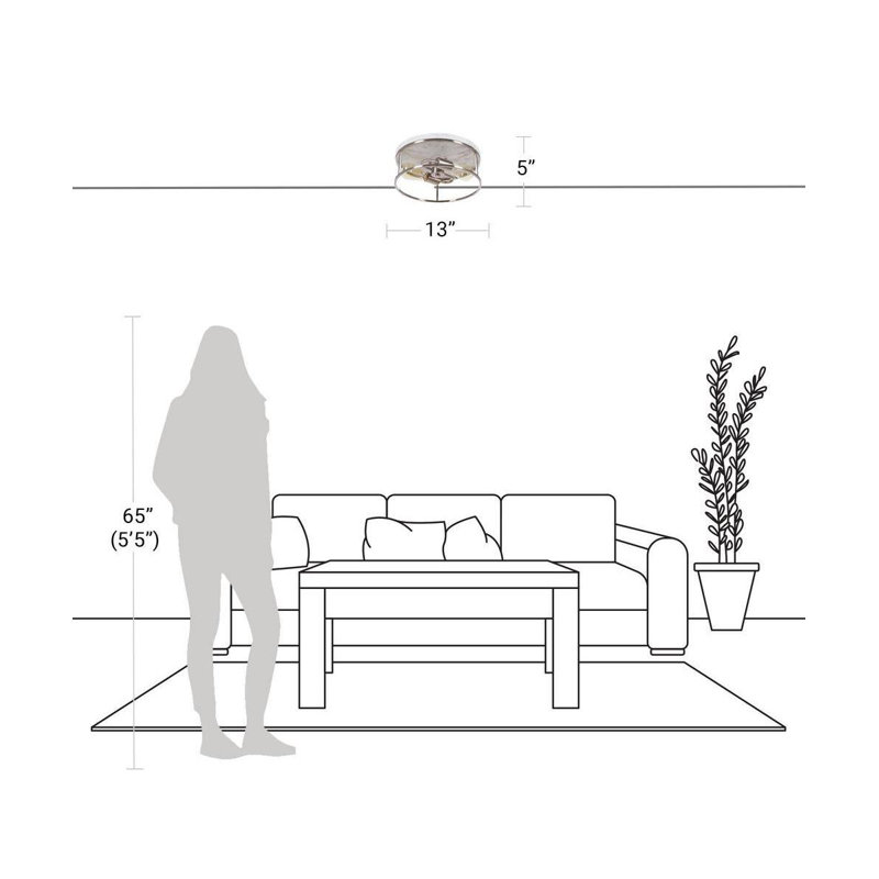 Durrell Rustic Farmhouse 13" Brushed Nickel Flush Mount with Open-Cage Design