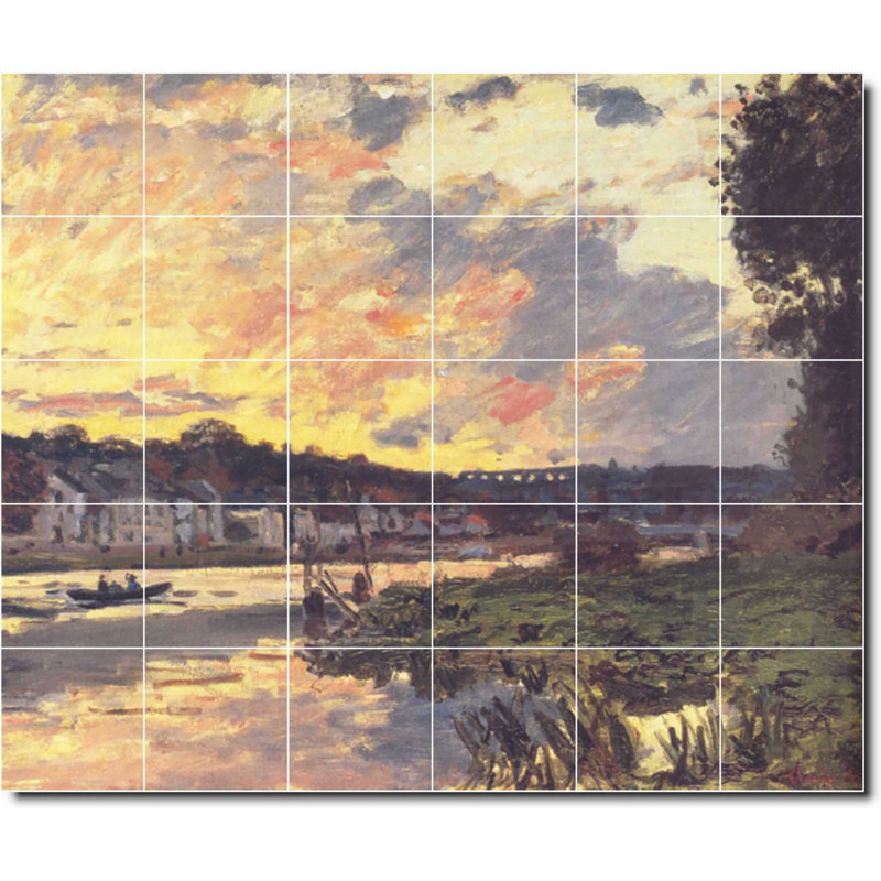 Carreau de céramique décorative 36 po x 30 po 6 po x 6 po, Bord de l'eau 06237