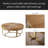 Modern Round Coffee Table Wooden Carving Pattern Coffee Table With Metal Legs For Living Room Reception Room Office-886861399