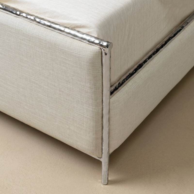 Lit plateforme tapissier Premier, Argent/Beige