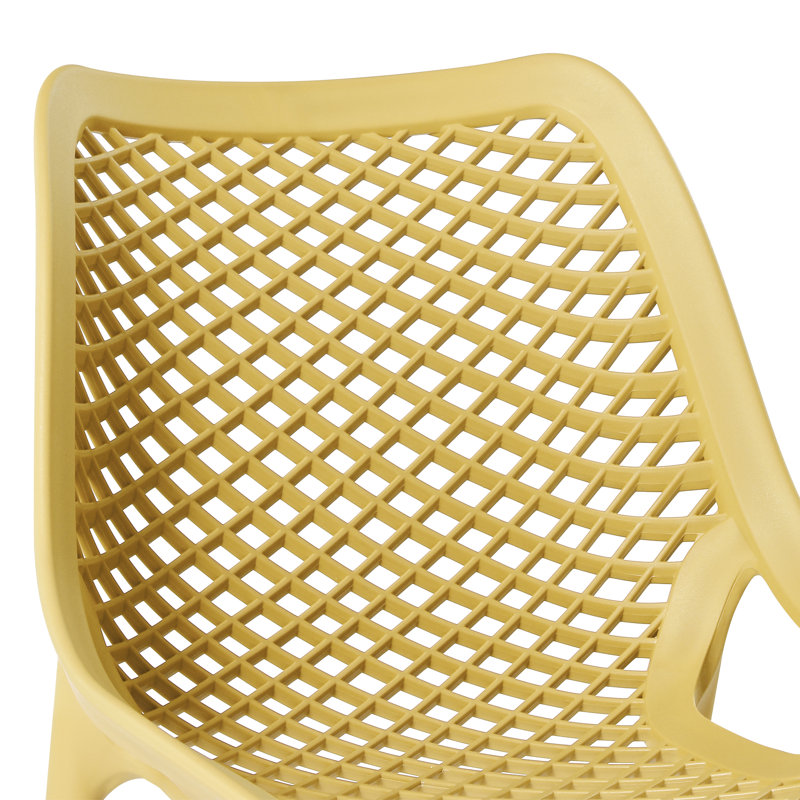 Outdoor Stacking Dining Side Chair (Set Of 2), Yellow