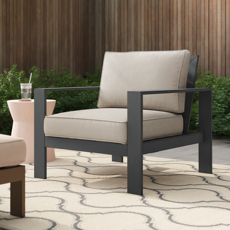 Chaise de patio avec coussins Gelston, Argent argent, Étain poudreux