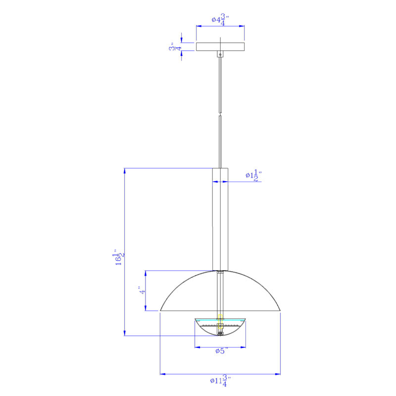 Luminaire suspendu à intensité variable intégré en métal et en bois de bouleau à DEL H 16,5 po Lakeland
