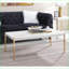 Blanc moderne et glamour Table basse dorée pour le salon - Assemblage facile, décoration polyvalente