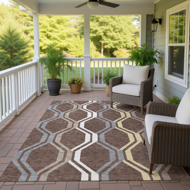 Machine Washable Indoor/Outdoor Chantille ACN2326 Mid-Century Modern Rug, Rectangle 9' x 12'