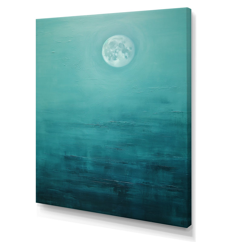 «Teal Moon Tranquility - Moon», reproduction d'art sur toile, Toile tendue, H 32 po x l 16 po x P 1 po