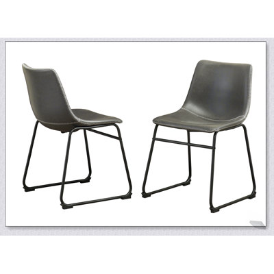 Lotusville Vintage PU Leather Dining Chairs, Set of 2, Antique Grey, Combining Classic Charm and Comfort for Elegant Dining