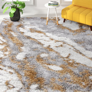 Elser Abstract Ivory/Gray/Gold Area Rug