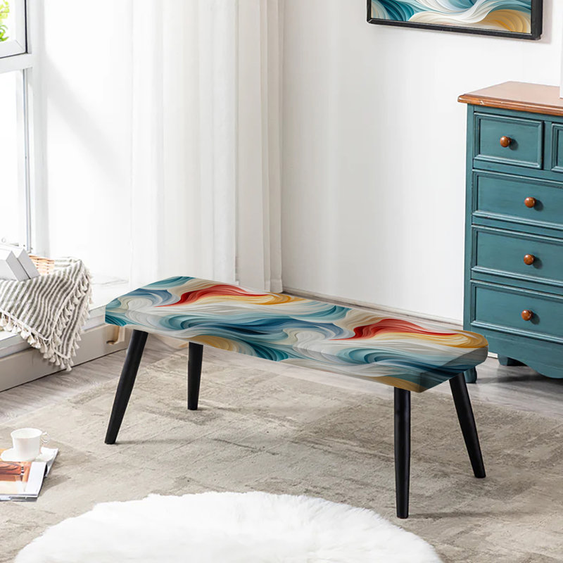 Banc rembourré en marbre blanc et bleu Marble Wave - blanc et bleu