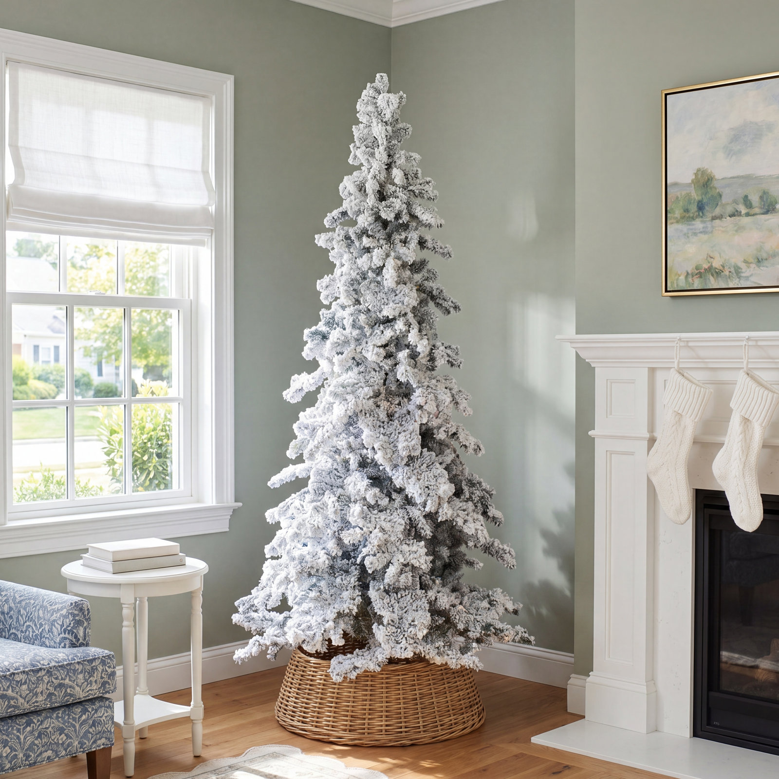 Pencil Frosted 9' Pre-Lit Pine Christmas Tree