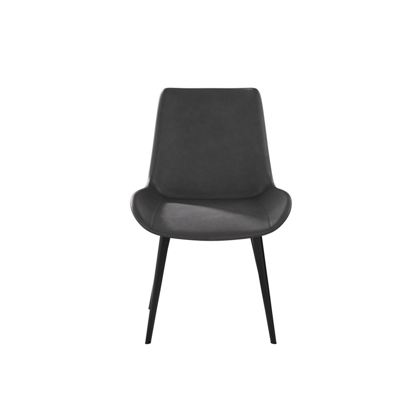 Ehrhard 17.32'' H Faux Leather Upholstered Metal Side Chair, Gray