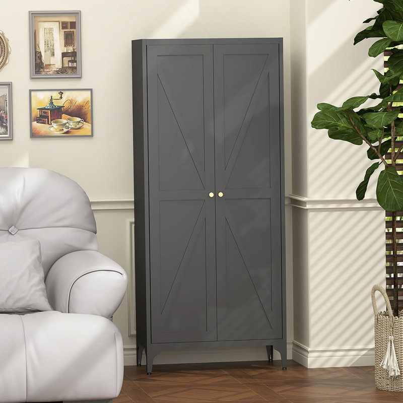 Metal Storage Cabinet, Kitchen Pantry Cabinet With Adjustable Shelves For Kitchen, Living Room, Dining Room And Office, Black