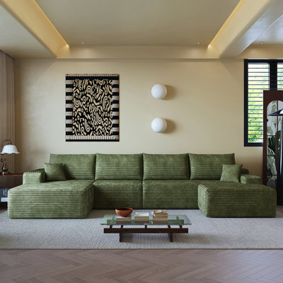 Canapé modulaire avec repose-pieds et canapé rembourré en U avec méridienne orientée à gauche pour le salon