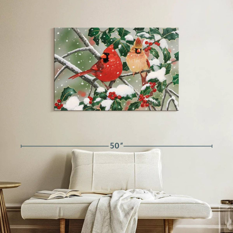 Cardinals perchés Brampt, H 26 po x l 39 po
