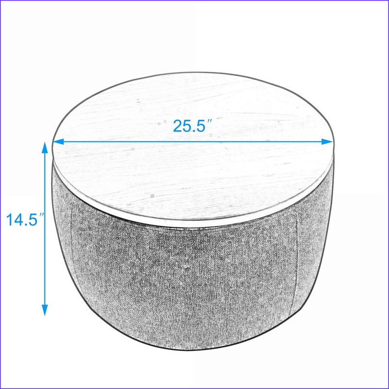 Ottoman 2-in-1 Storage End Table, Dark Grey 25.5x25.5x14.5 | DARK GREY | MDF, Dark Gray
