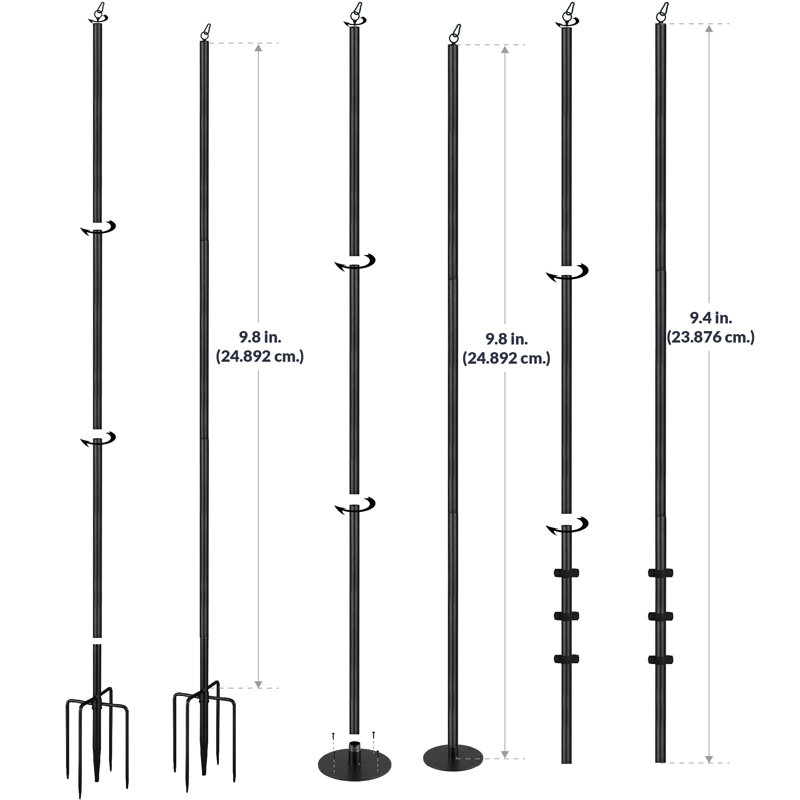 Weather Resistant 9-Foot Steel Outdoor String Light Poles