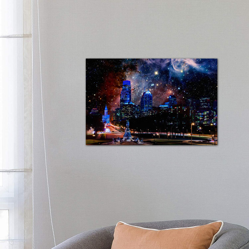 Philadelphie, Pennsylvanie, Carina Nebula Skyline - impression d'art graphique, Toile tendue, H 18 po x l 26 po x P 1,5 po