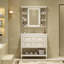 Meuble-lavabo de 36 po avec armoire à pharmacie, armoire à miroir moderne avec tablette réglable, armoire de rangement pour salle de bain à 4 tiroirs, armoire de rangement avec cadre en bois massif