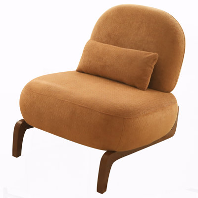 Accent Chair with Solid Wood Legs, Living Room Chair with Soft Cushion, Comfy Armless Reading Chair for Apartment, Waiting Room
