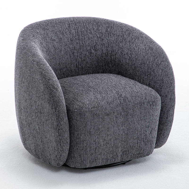 Aunna Upholstered Swivel Barrel Chair, Gray