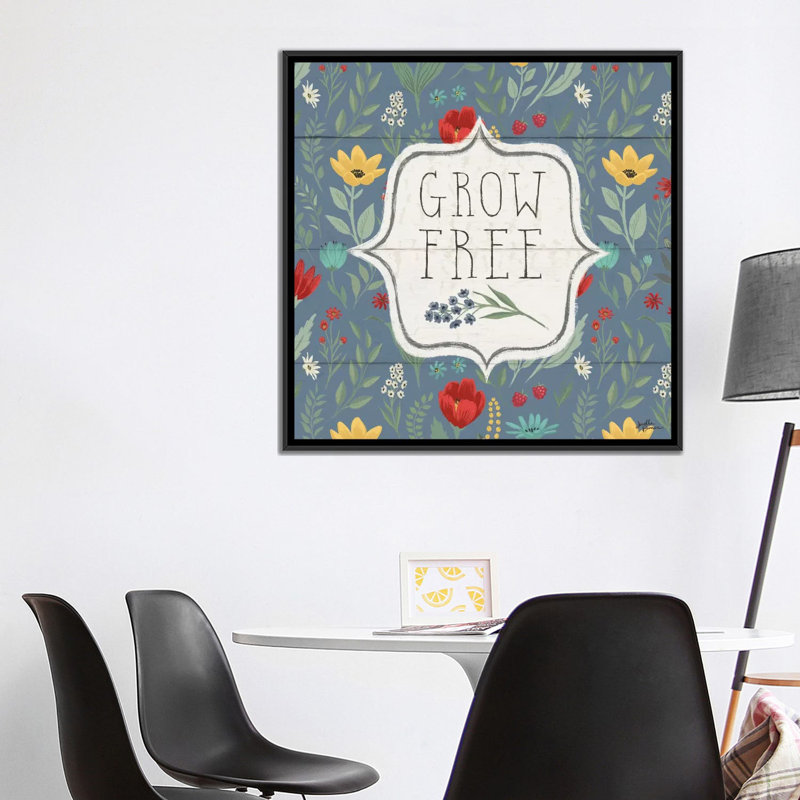 « fleuriing pensées vi », impression sur toile, H 18 po x l 18 po x P 1,5 po, Toile avec cadre noir, Pas de tapis