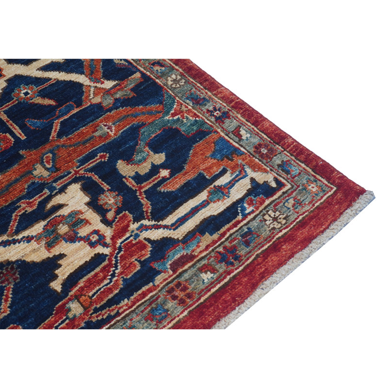 Hand Knotted Wool Southwestern Area Rug in Rust/Red/Blue/Yellow