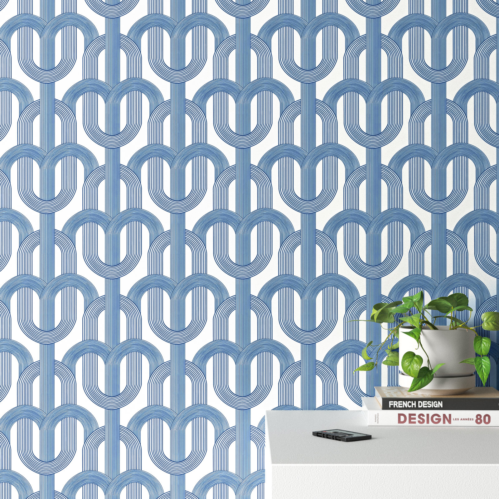 Lattice Peel and Stick Wallpaper, Blue