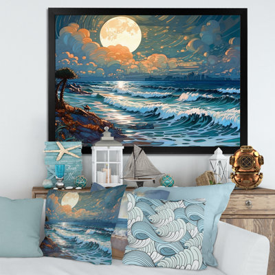 Golden Blue Majestic Waves II, reproduction d'art sur toile