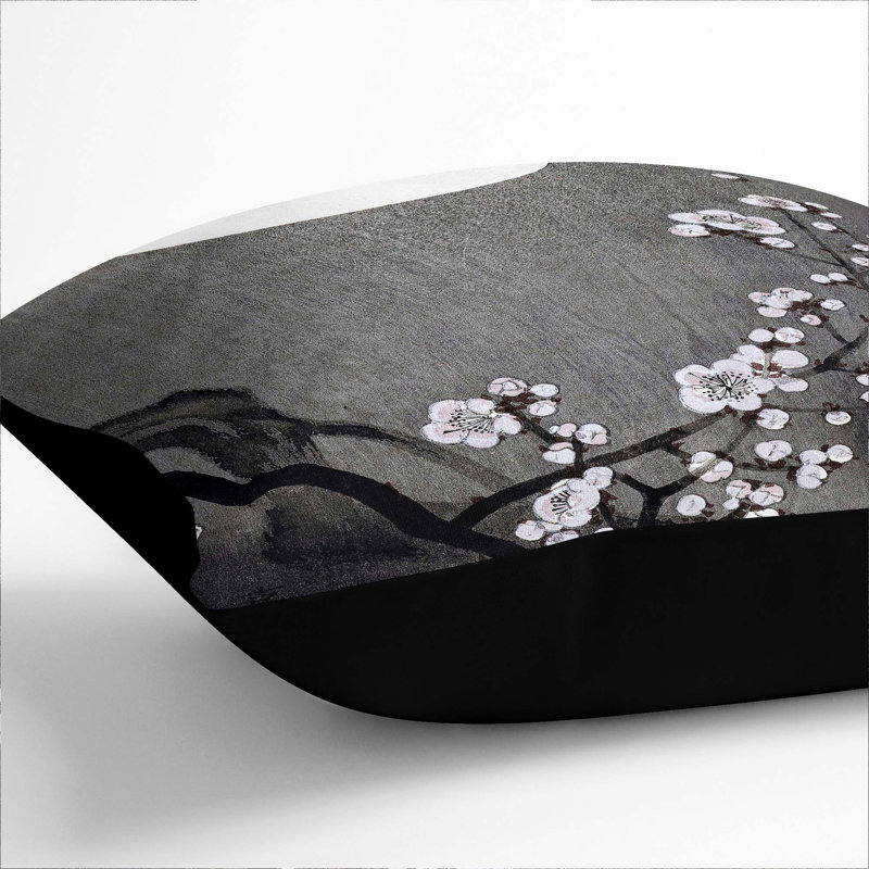 Floral Square Throw Cushion, 55cm H x 55cm W x 20cm D, Black