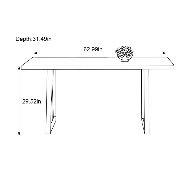 Walnut modern and simple dining table, 29.52"H x 62.99"L x 31.49"W