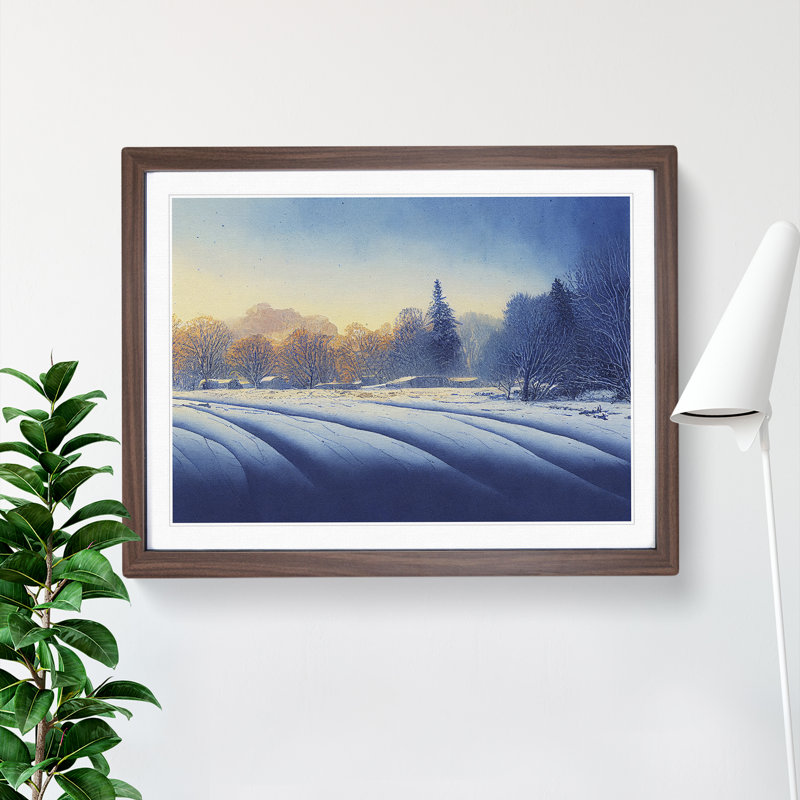 XH1022-8605X Sunrise Winter Forest Vol.2 - Single Picture Frame Print, 34cm H x 46cm W, Walnut