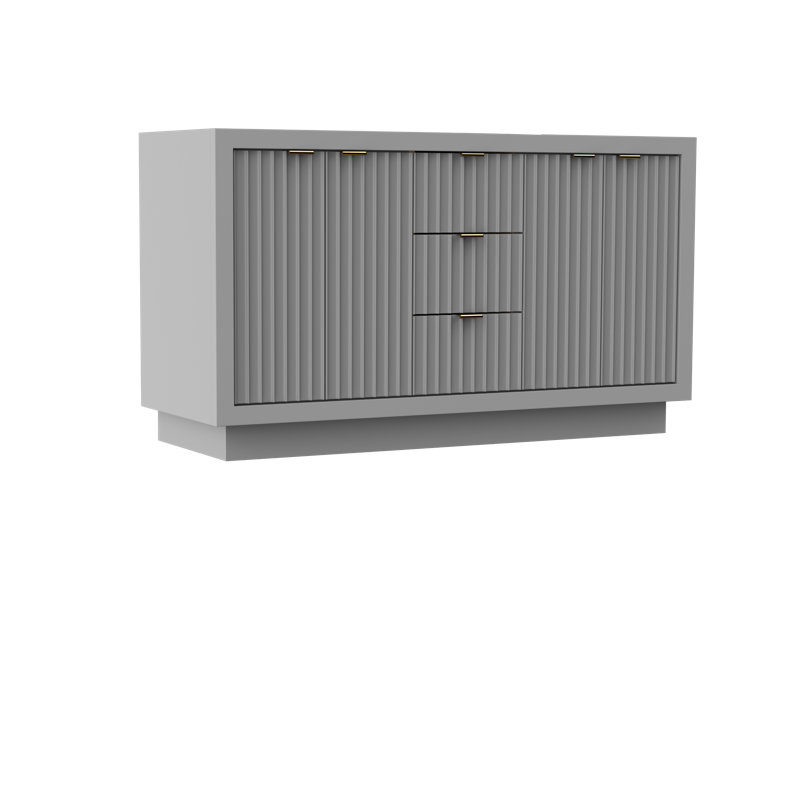 Lecrieú Double Bath Vanity, Platinum Gray, Rose Gold, 60"