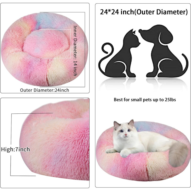 Dequarius Bolster Pet Bed, 24" W x 24" D x 7" H, Rainbow