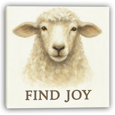 Find Joy - Farmhouse Sheep Inspirational Canvas Wall Art