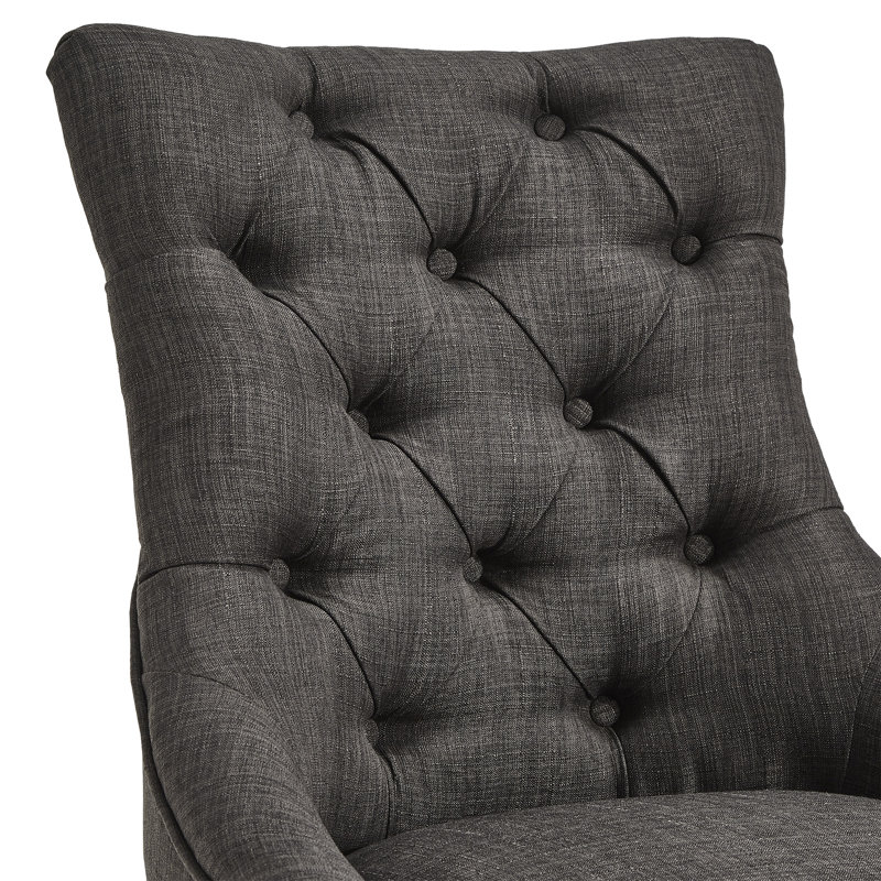 Chaise d'appoint de 24,25 po de largeur Dukinfield, Lin gris foncé chiné, Gris lessivé