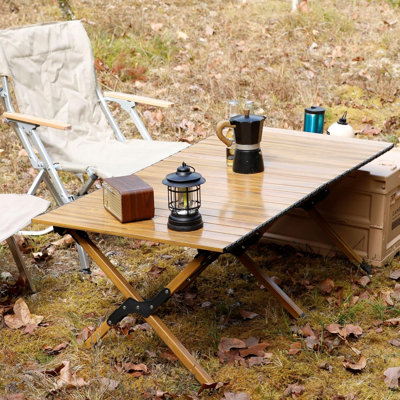Table de camping pliante en aluminium légère avec table de pique-nique et sac de transport