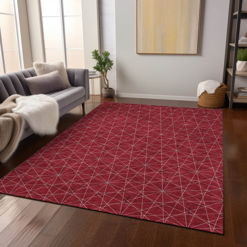 Tapis intérieur / extérieur rouge Alina , 9 pi x 12 pi