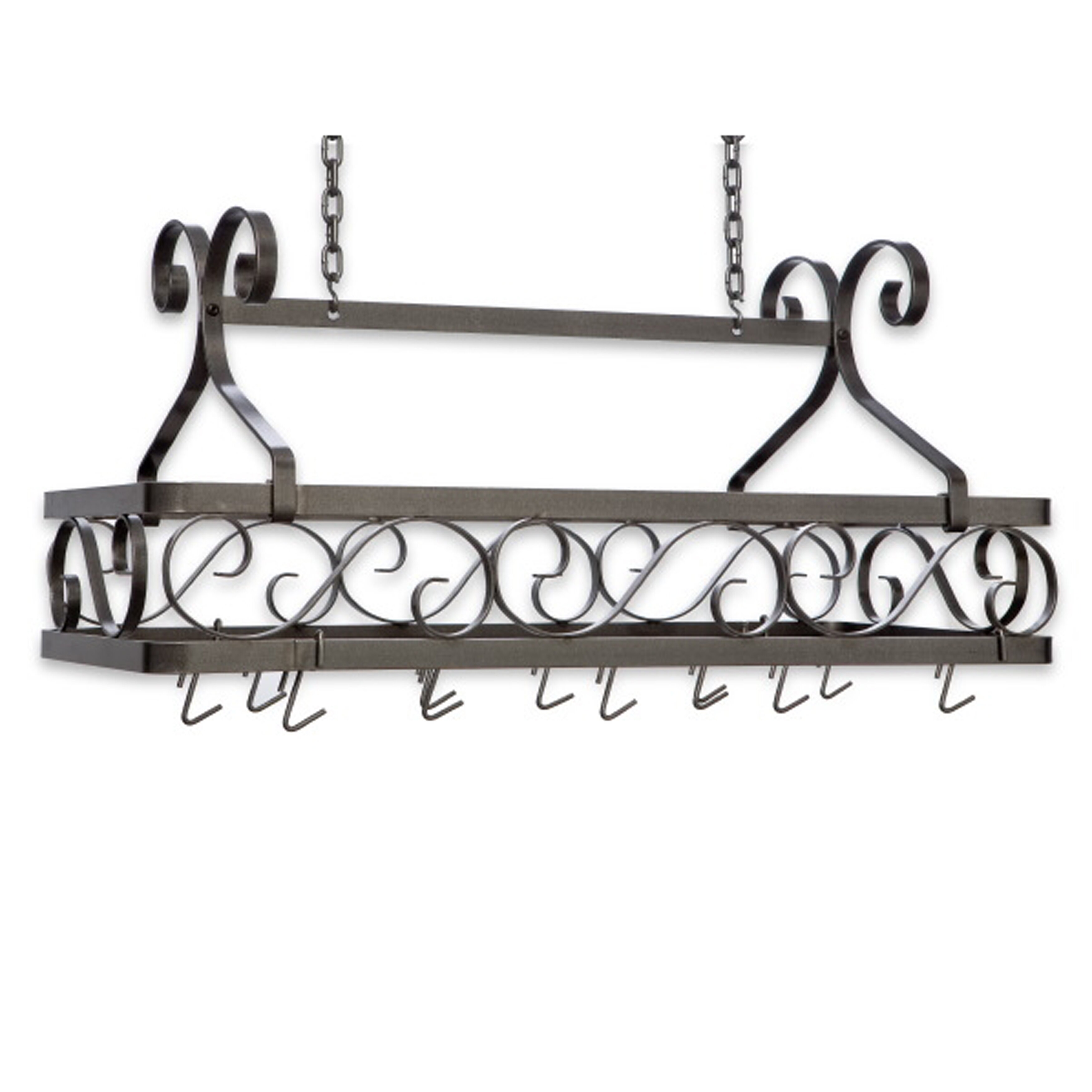 Decor Steel Handcrafted Rectangle Hanging Pot Rack 
