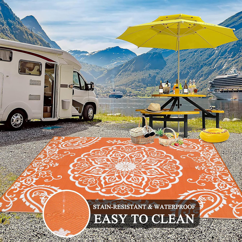 Outdoor Rug, Rectangle 6' x 9', Orange