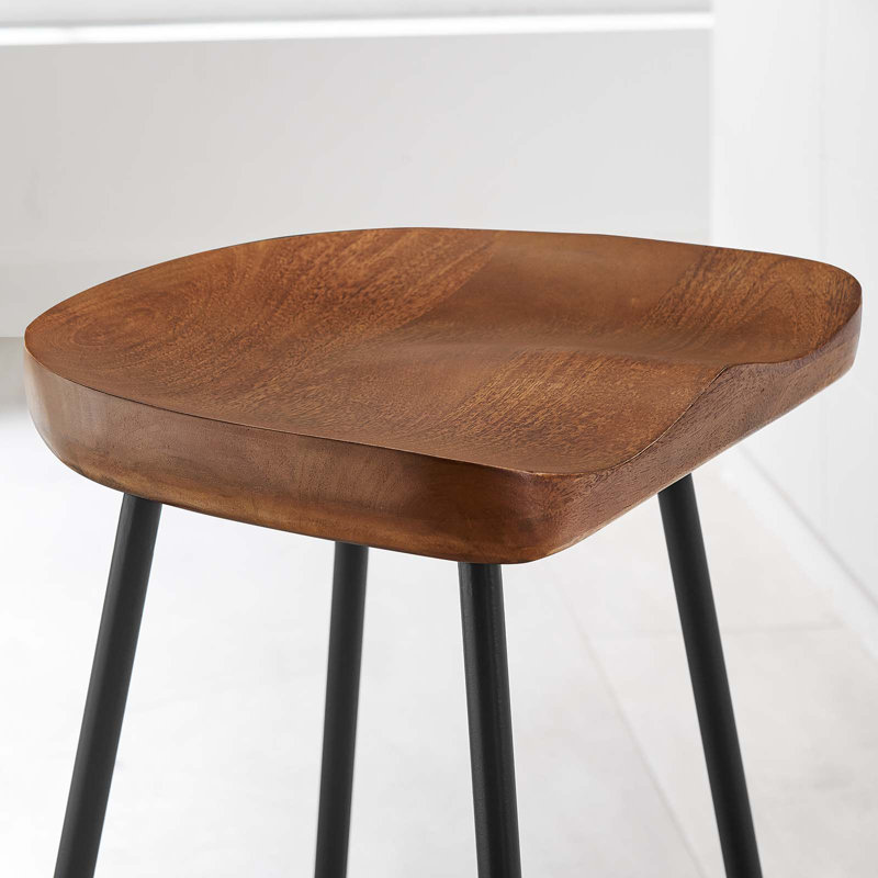 Concord Backless Wood Bar Stools - Set Of 2 In Black, Counter Stool (26.5" Seat Height), Walnut