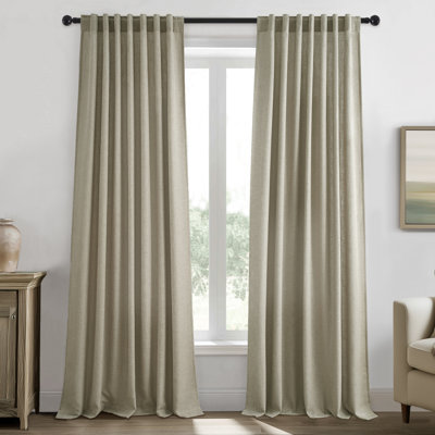 Linen Back Tab Curtains,Light Filtering Curtain, Thick Linen Textured Semi Sheer Drapes(Set of 2,With Hooks)