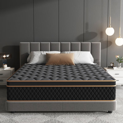 Matelas hybride rafraîchissant de 30 cm (12 po) en mousse à mémoire de forme et gel, fermeté moyenne, livré dans une boîte et certifié CertiPUR-US et OEKO-TEX®.