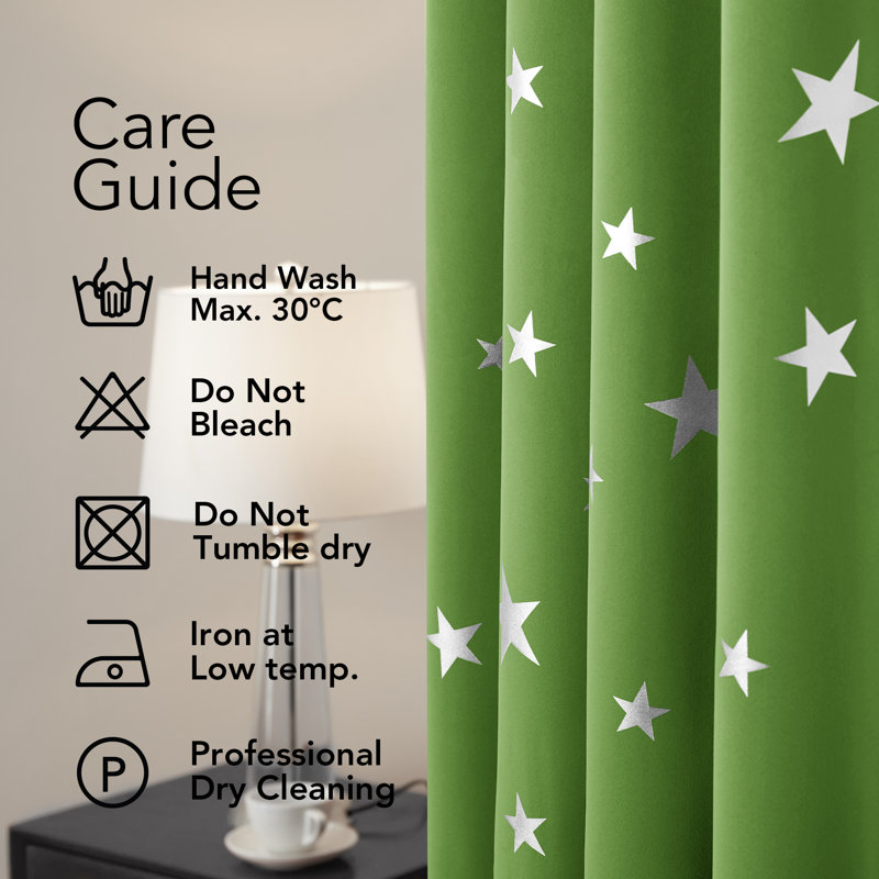 Manzanita Eyelet Room Darkening Thermal Curtains, Green, 168cm W x 138cm D