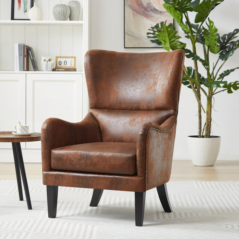 Chaise cloutée à oreilles avec garniture cloutée pour le salon, le bureau et la chambre à coucher