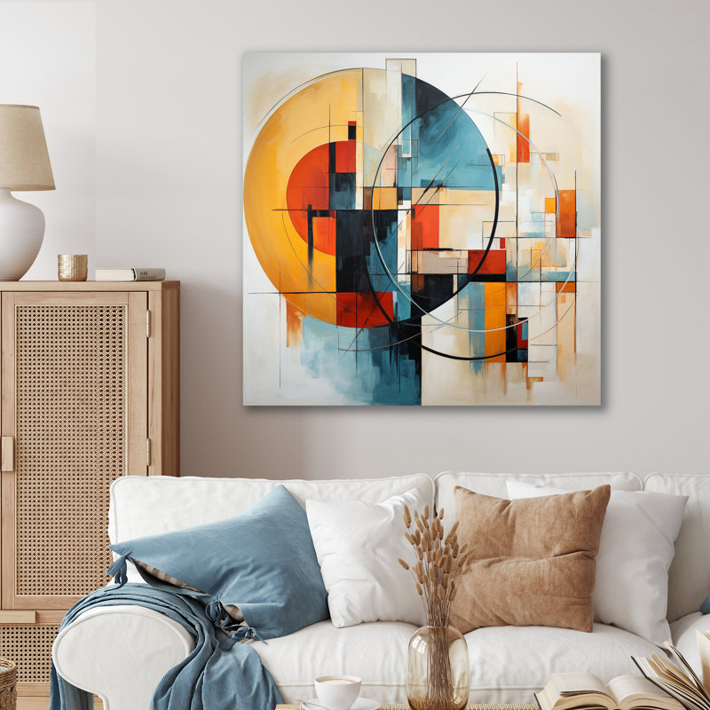 Fusion colorée de style Mid-Century abstrait II - impression, H 24 po x l 24 po x P 1 po, Toile tendue