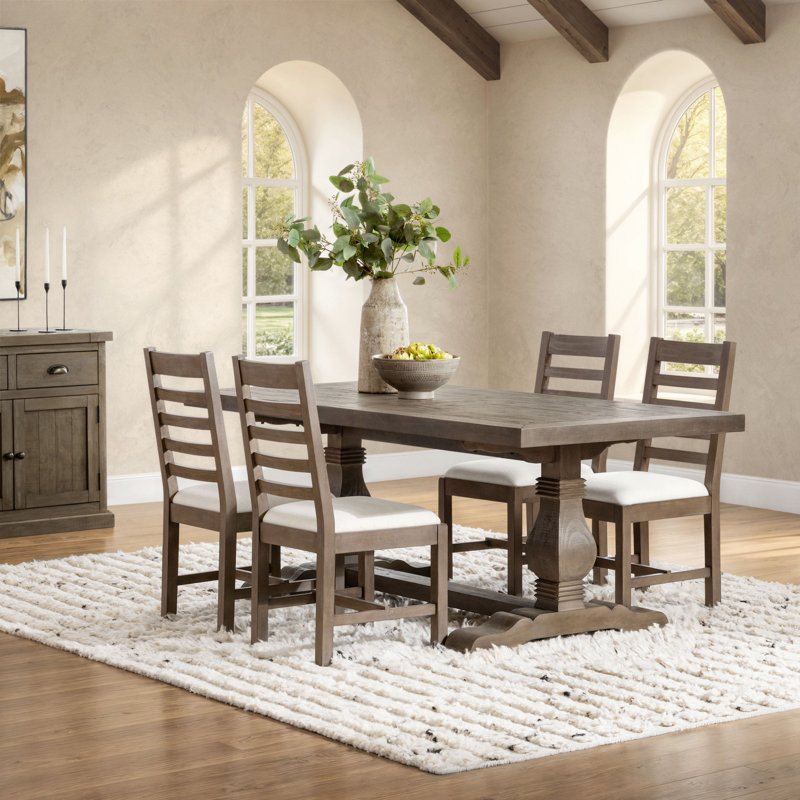 Caleb 7-Piece Reclaimed Pine Dining Table Set, 5 Pcs: Table, 4 Chairs, 30" H x 78" W x 38" D