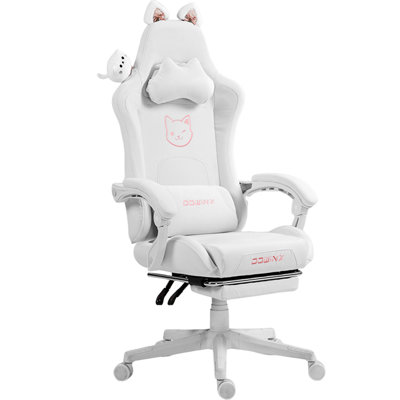 Adjustable Reclining Ergonomic Leather Swiveling PC & Racing Game Chair with Footrest
