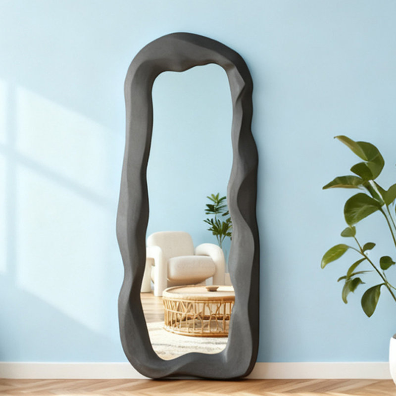 Free Form Manufactured Wood Full Length Mirrors, Black, 66.93" H x 27.56" W